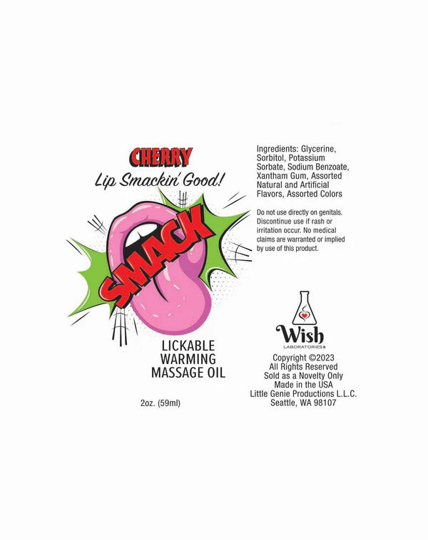 Little Genie Smack Lickable Massage Oil - Cherry Flavor, 3ml Pouch