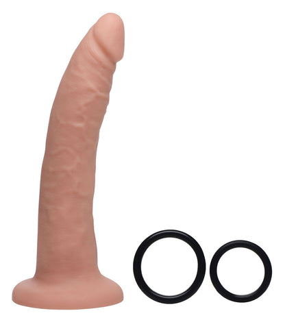XR Brands Charmed 7.5 Inch Silicone Dildo with Harness - Realistic Beige