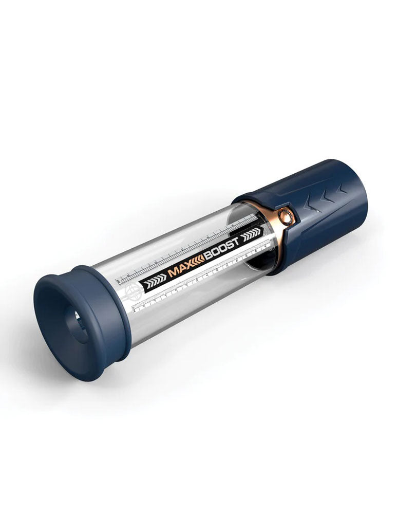 Pipedream Max Boost Penis Pump - Blue/Clear - Manual Piston-Action Design