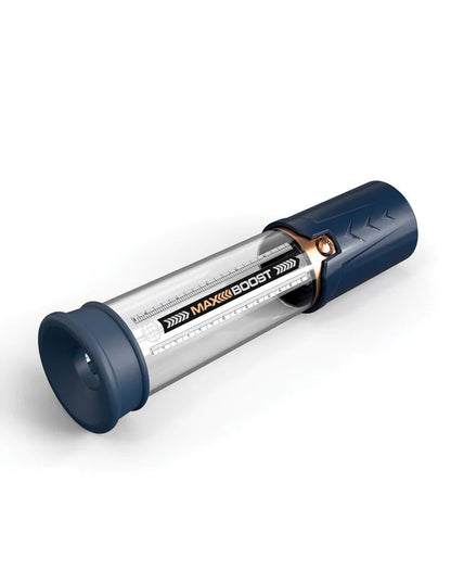 Pipedream Max Boost Penis Pump - Blue/Clear - Manual Piston-Action Design