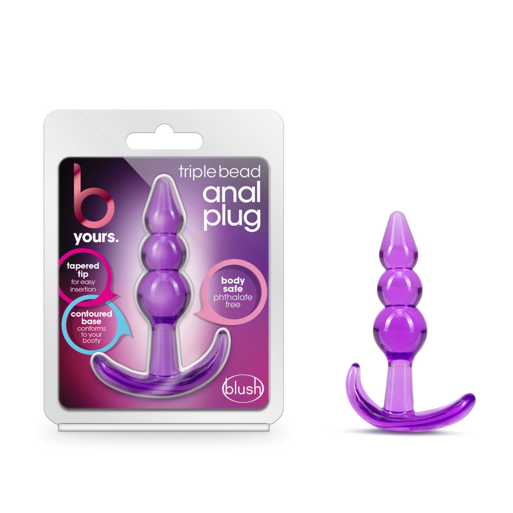B Yours Triple Bead Anal Plug - Phthalate Free - Purple