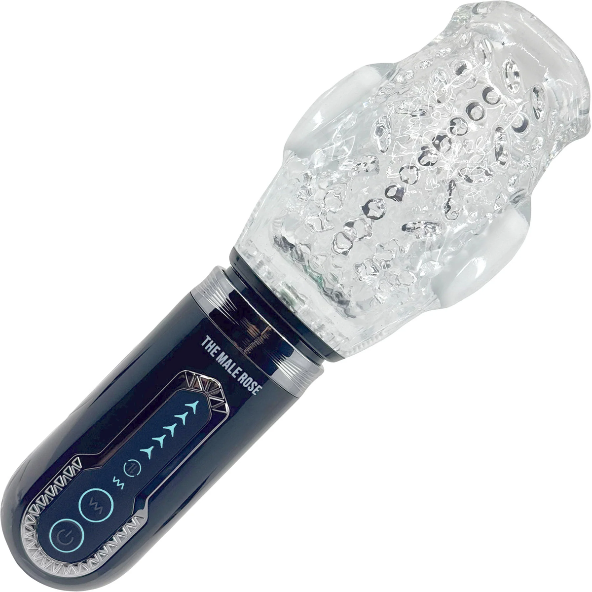 The Male Rose 3 Thrusting, Rotating, and Vibrating Rechargeable Oral Sex Penis Masturbator - Clear
