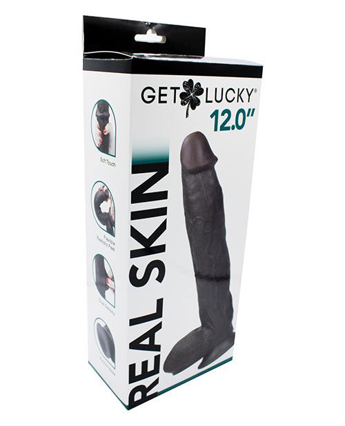 Real Skin 12 Dual Layer Dildo - Realistic Dark Brown Bendable Dildo