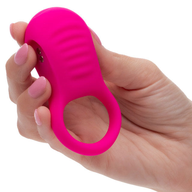 Basic Essentials Rechargeable Ridge Rider Ring - Pink - Couples Enhancer with 10 Vibration Speeds