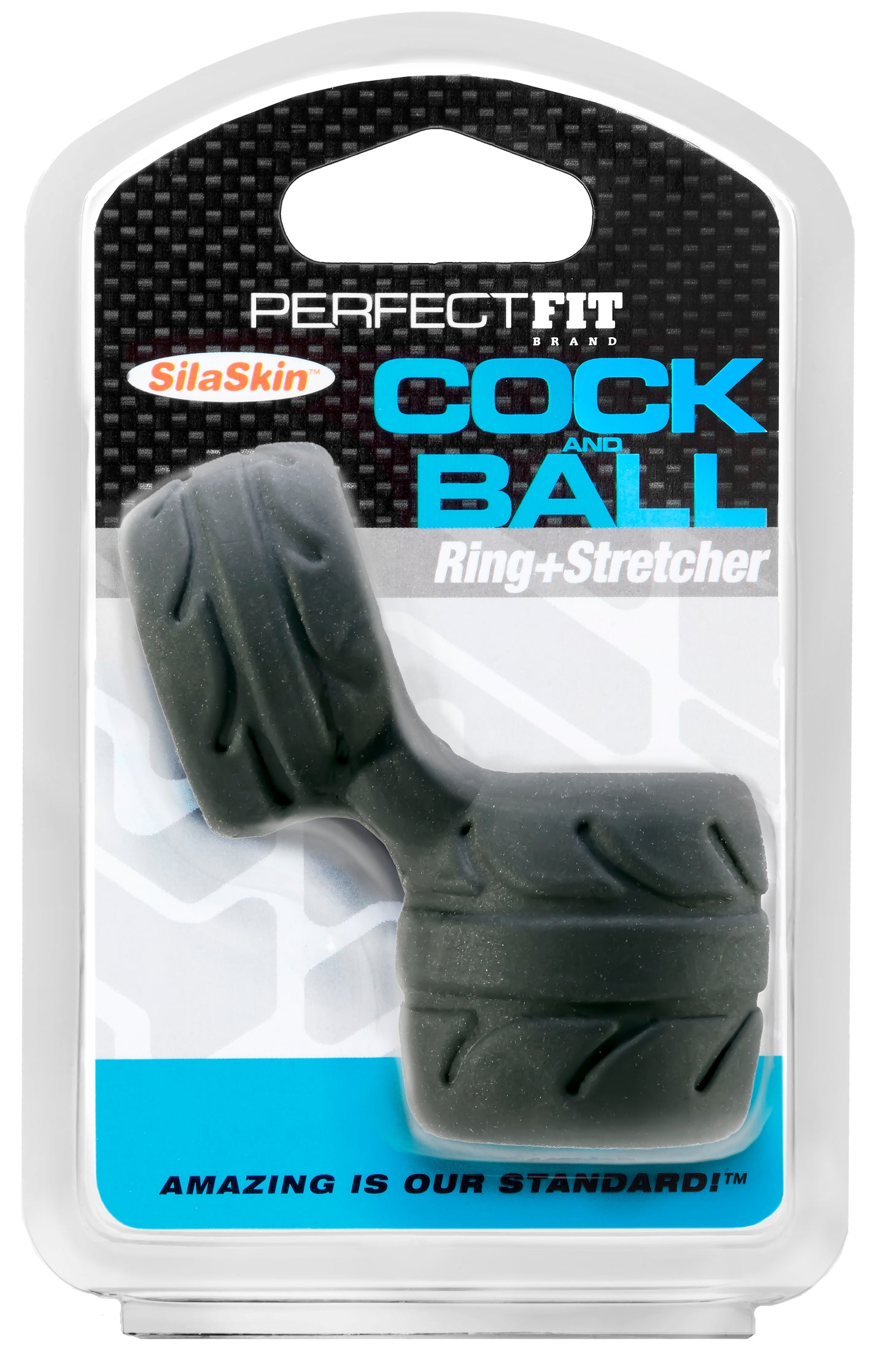 Perfect Fit Silaskin Cock & Ball Ring and Stretcher - Black