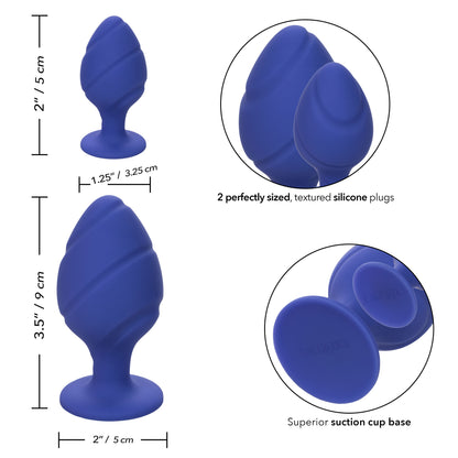 CalExotics Cheeky Anal Plug Set – Purple – Waterproof, Textured Silicone