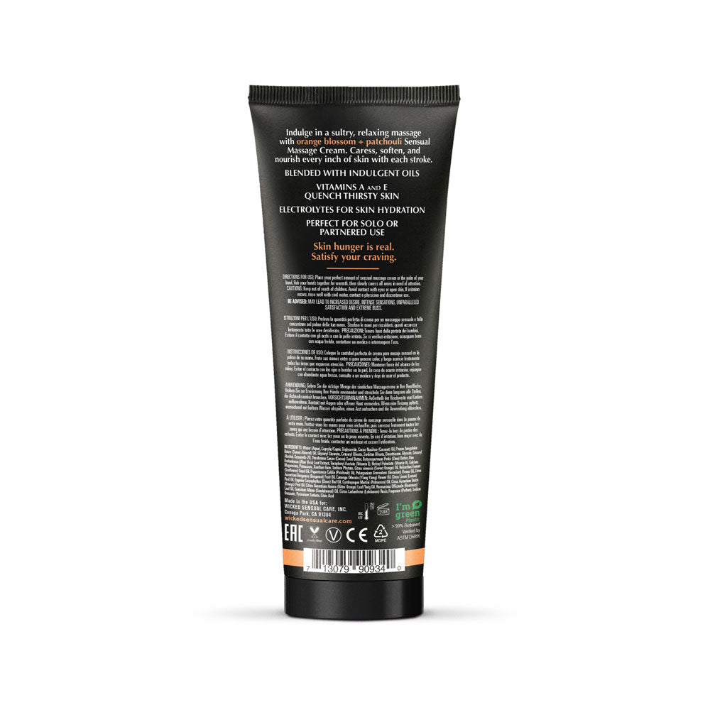 Wicked Sensual Care Orange Blossom and Patchouli Massage Cream - 4 Oz