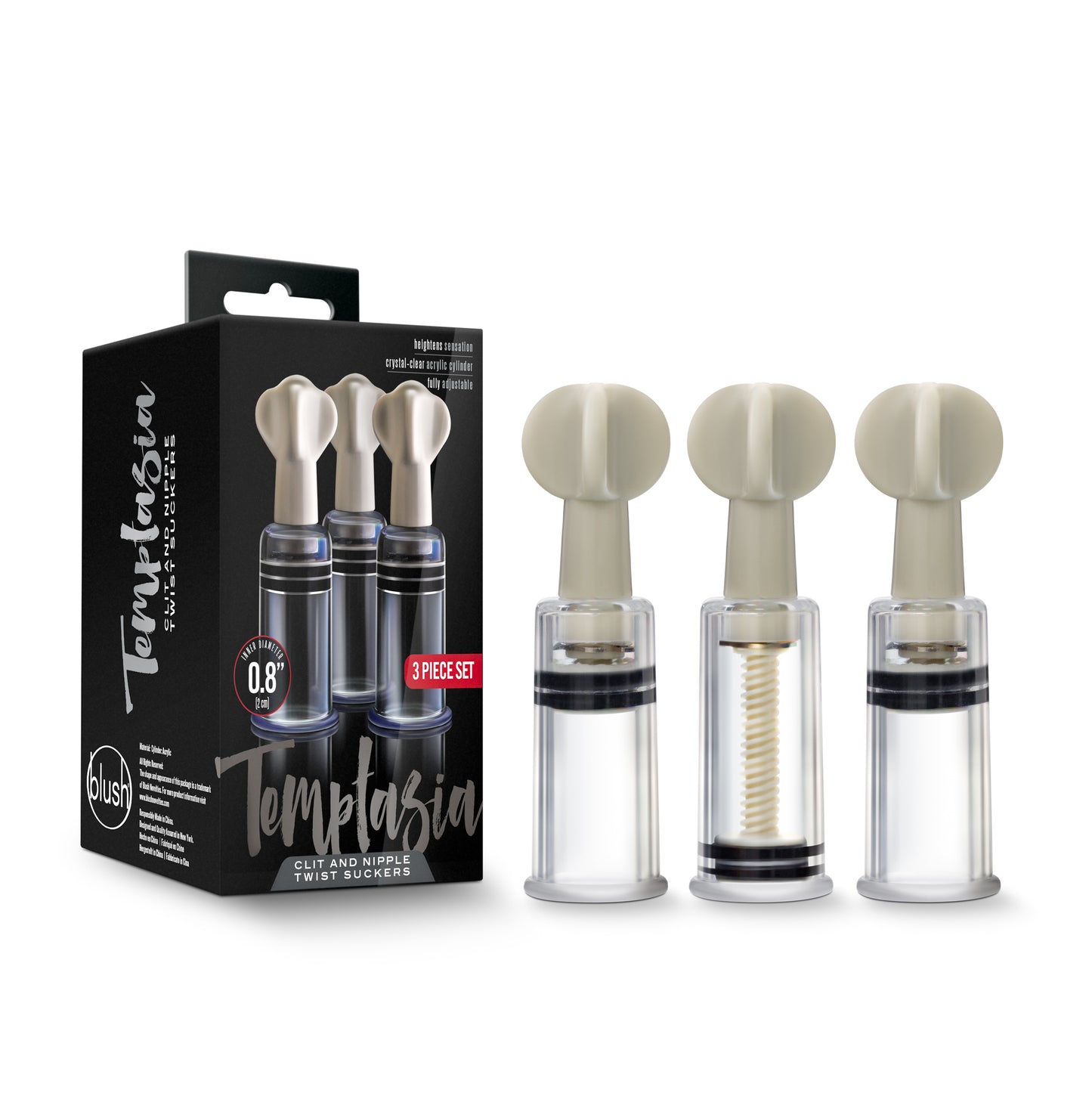 Temptasia Clit and Nipple Twist Suckers Set of 3 - Clear