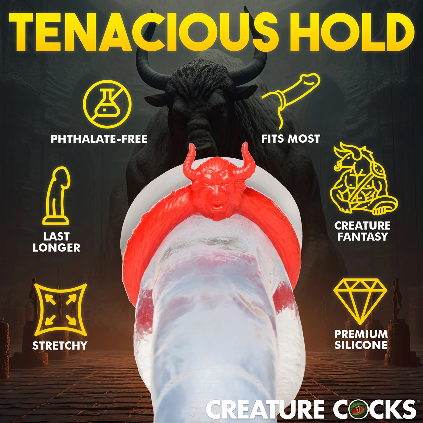 Beast Mode Silicone Cock Ring - Red - Phthalate Free