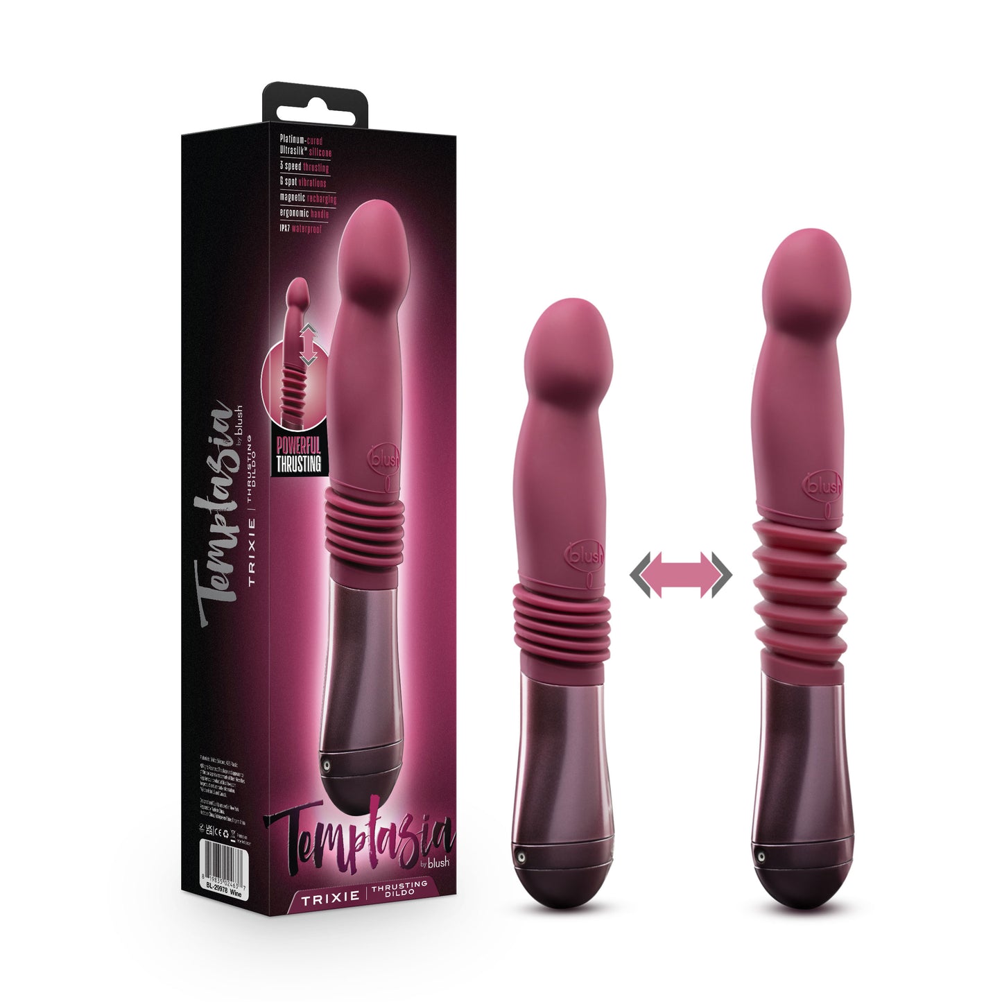 Temptasia Trixie Thrusting Dildo - Wine - G-Spot Stimulation