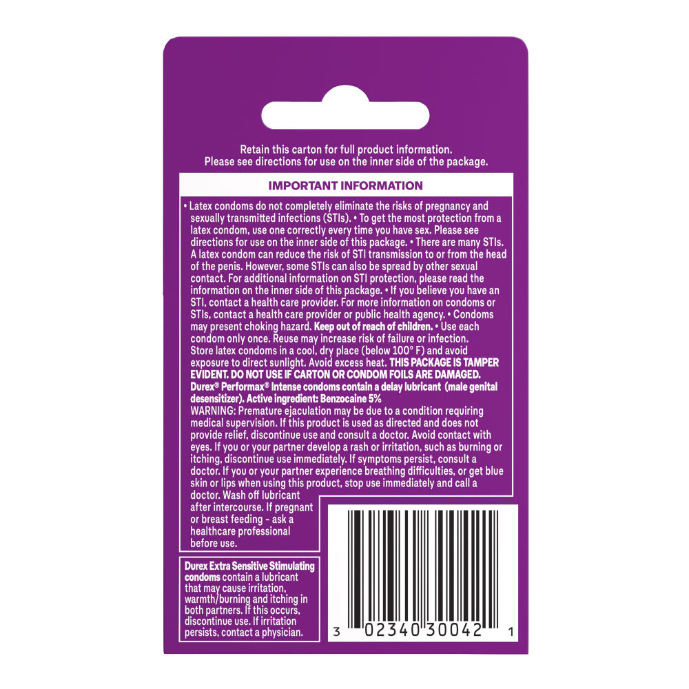 Durex Pleasure Pack - Assorted Condoms with Climax Control and Ribbed Texture