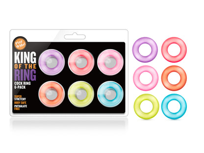 Blush King of the Ring Six Pack Cock Rings – Multi Color