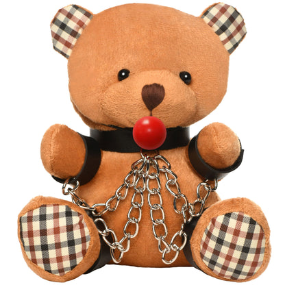 Gagged Teddy Bear Plush - Cuddle Toy with Restraints - 8.6" Length
