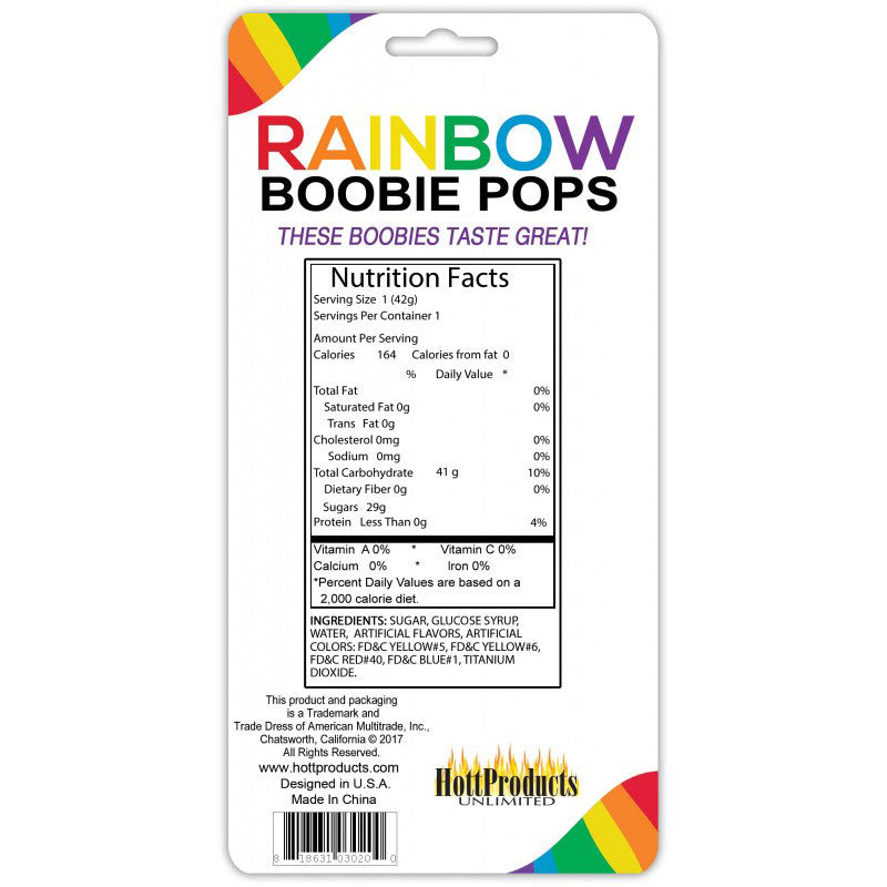 Hott Products Rainbow Boobie Pops - Fruity Lollipop - 1.48 Oz