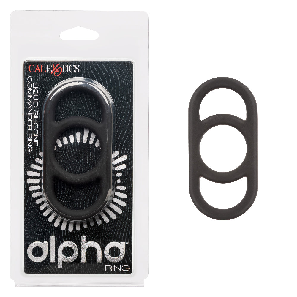 CalExotics Alpha Liquid Silicone Commander Ring - Black - Waterproof Enhancer