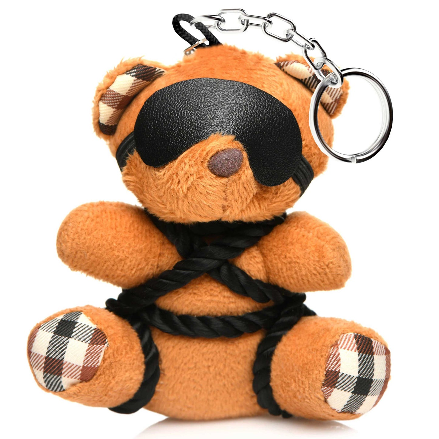 XR Brands Rope Teddy Bear Keychain - Burnt Orange - Kinky Novelty Accessory