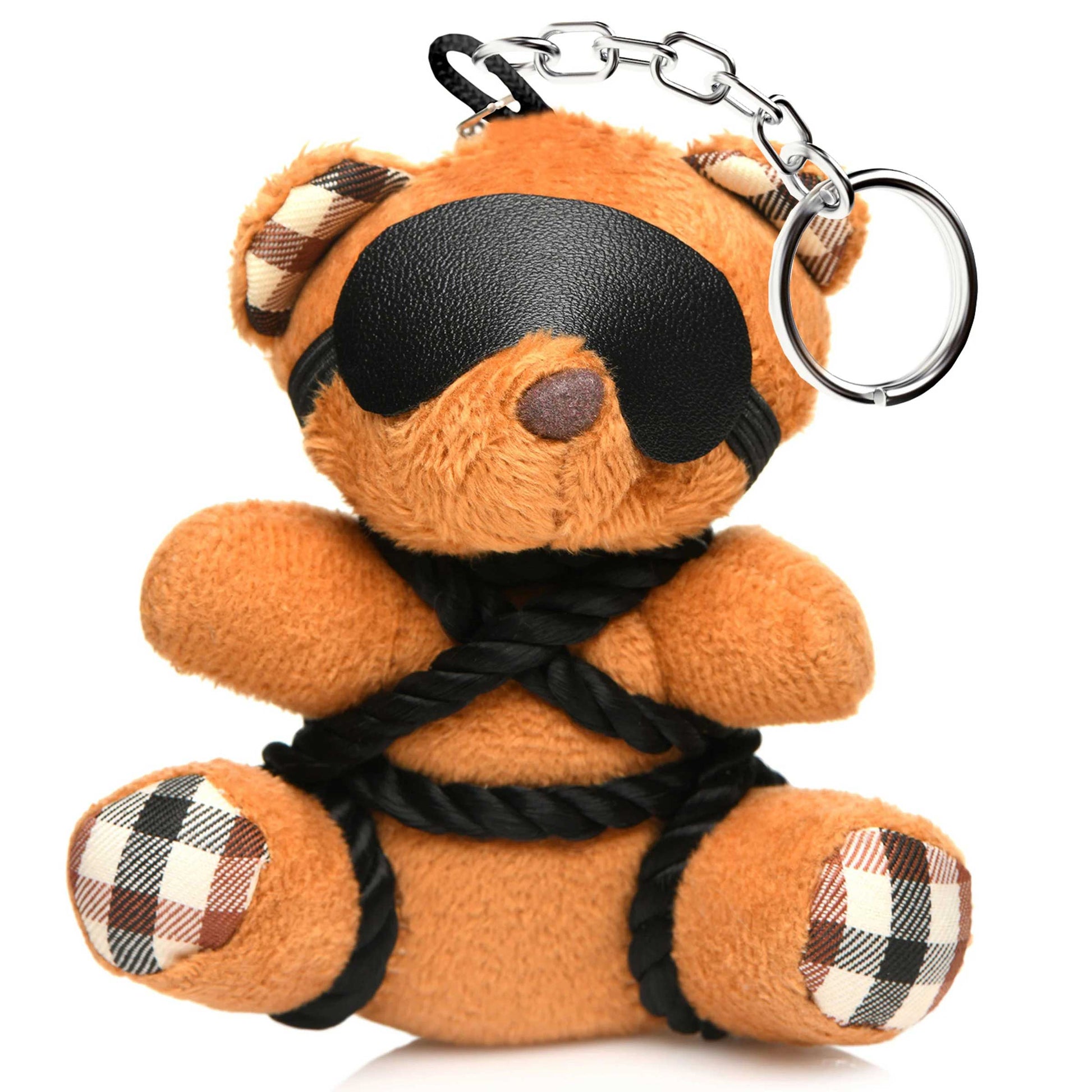 XR Brands Rope Teddy Bear Keychain - Burnt Orange - Kinky Novelty Accessory