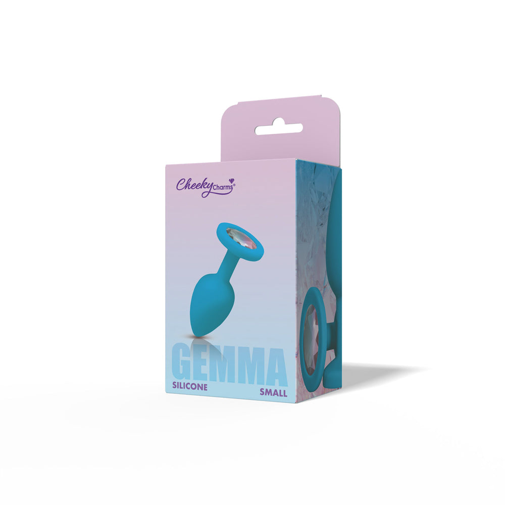 Gemma Clear Iridescent Gem Teal Silicone Anal Plug - Small