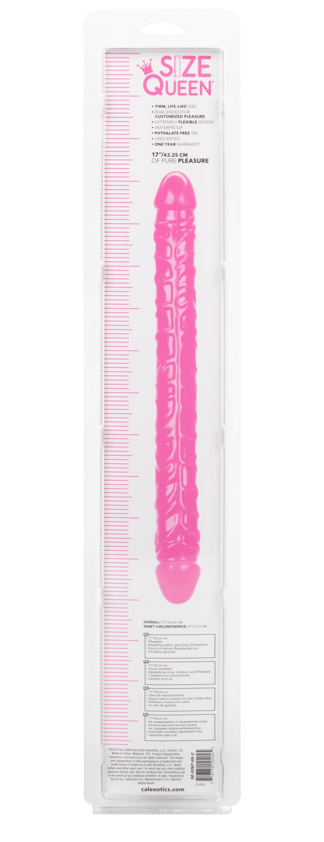 CalExotics Size Queen 17" Dual-Ended Dong – Pink