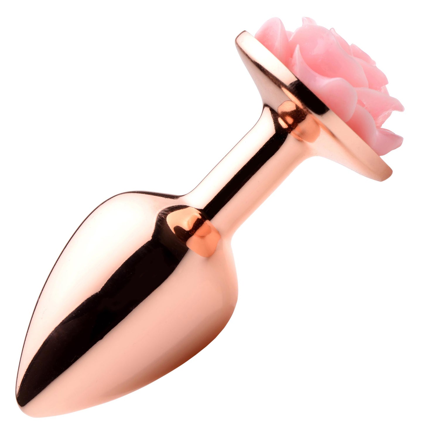 XR Brands Pink Rose Gold Anal Plug - Small - Nickel-Free Aluminum - Temperature Play