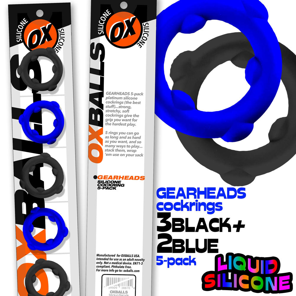 Oxballs Gearheads 5 Pack Spinner Rings – Blue Black