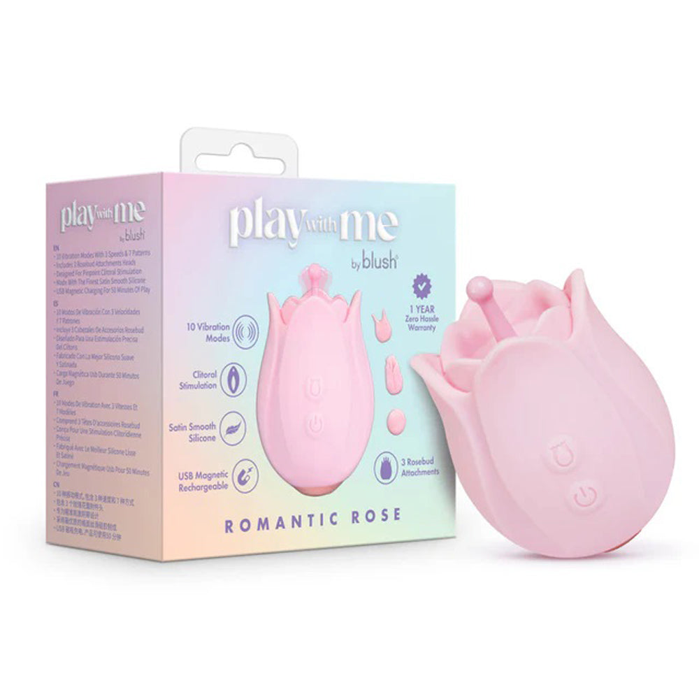 Blush Play With Me Romantic Rose Compact Personal Massager – Pink