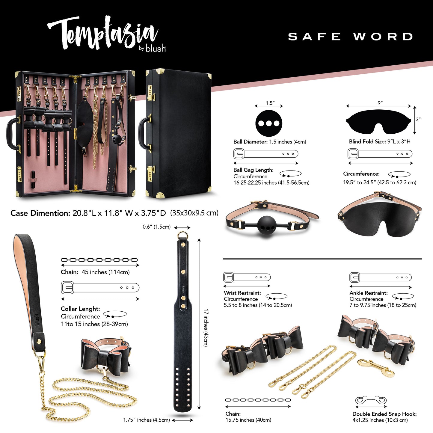 Temptasia Safe Word Bondage Kit with Suitcase – Black