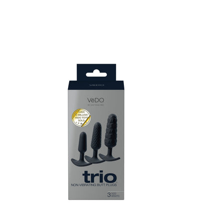VeDO Trio Non-Vibrating Butt Plug Set - Blue - Three Sizes with Tapered Tips