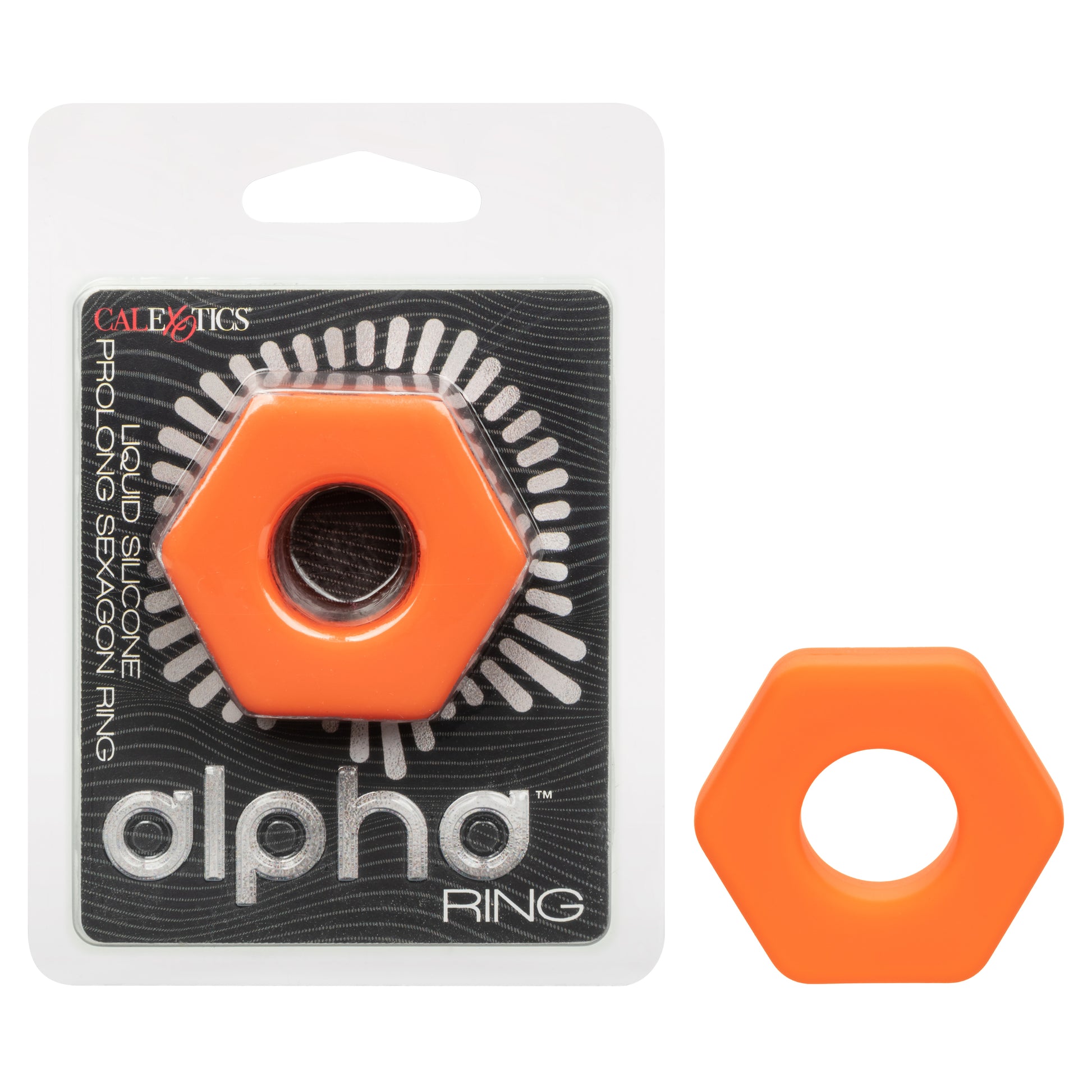 Alpha Liquid Silicone Prolong Sexagon Ring - Orange - Waterproof Enhancer