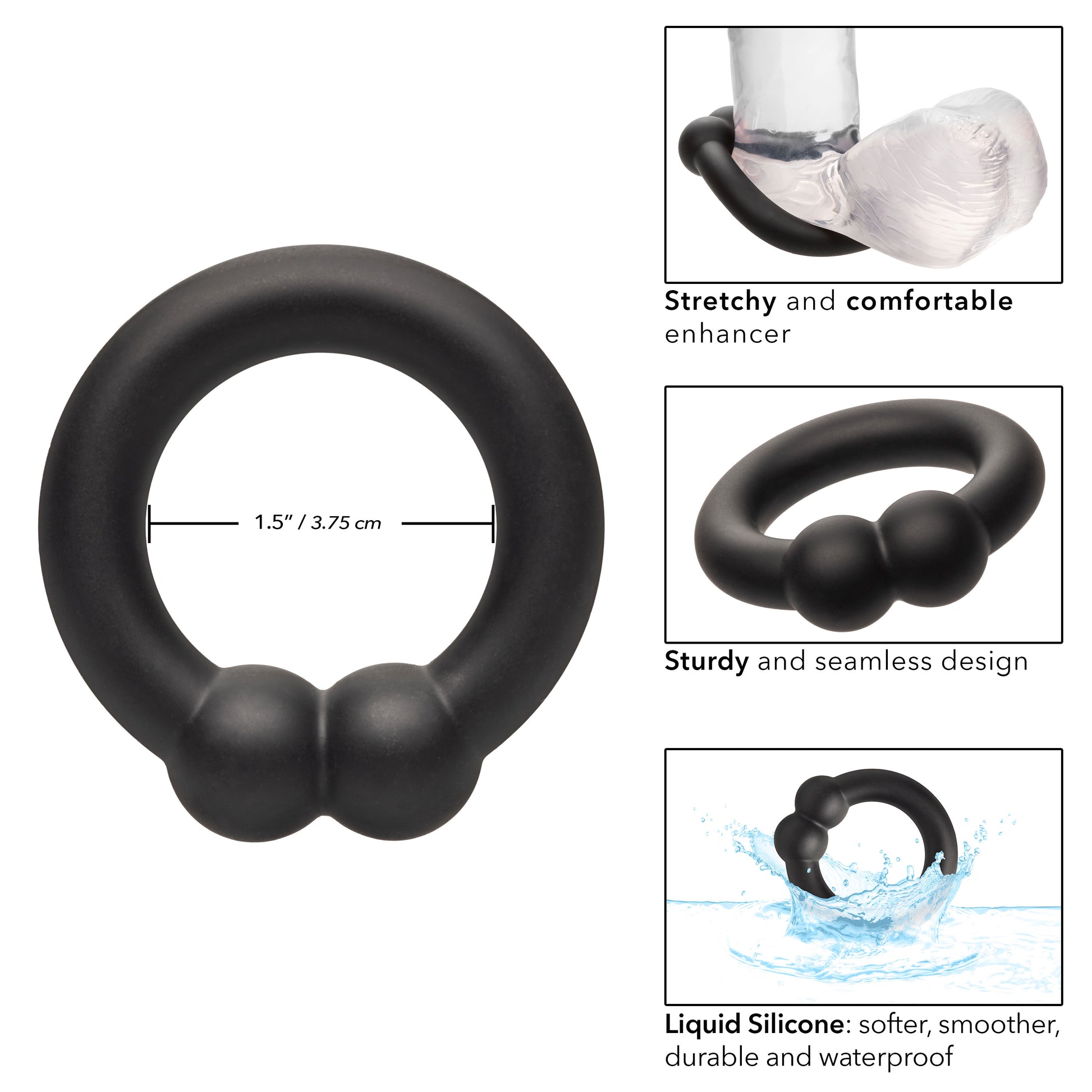 CalExotics Alpha Liquid Silicone Muscle Ring – Black – Enhancer Ring