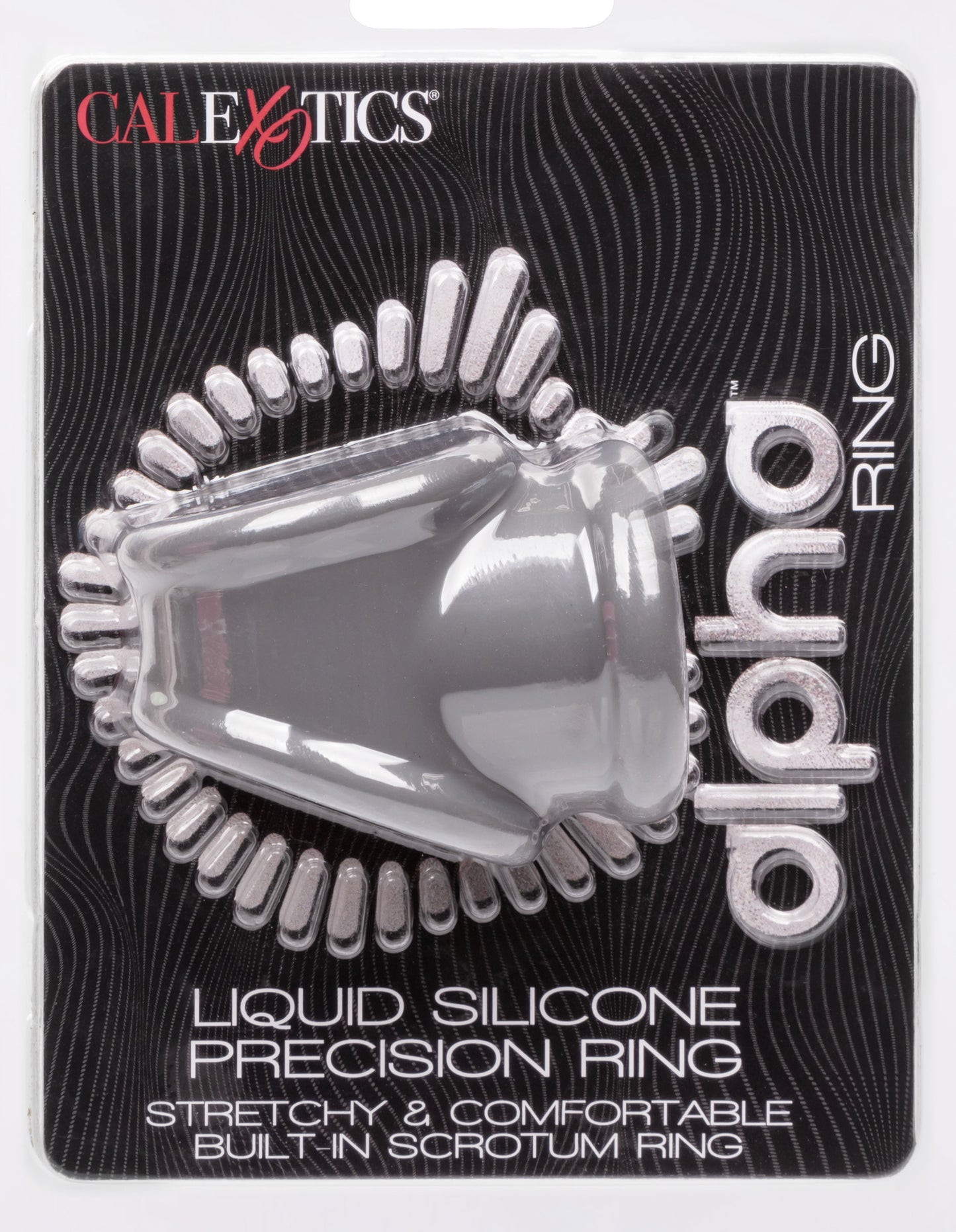 CalExotics Alpha Liquid Silicone Precision Ring - Gray - Ultra-Stretchy Cock Ring with Scrotum Support