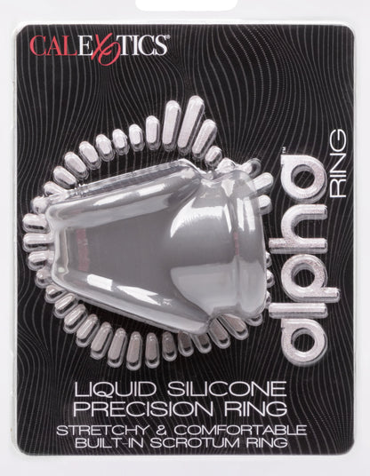 CalExotics Alpha Liquid Silicone Precision Ring - Gray - Ultra-Stretchy Cock Ring with Scrotum Support