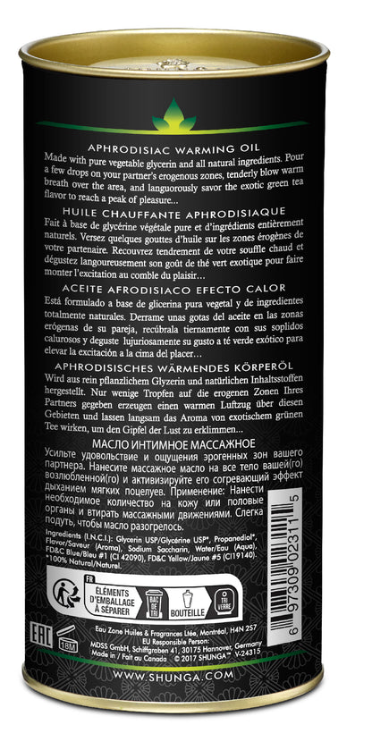 Aphrodisiac Organica Warming Oil – Green Tea Scented Warming Oil