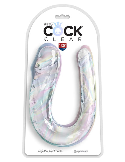 Pipedream King Cock Clear Double Trouble Dildo - Realistic Design - Clear