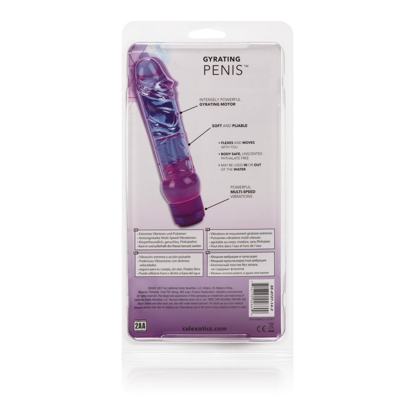 CalExotics Waterproof Crystalessence Gyrating Penis - Purple - Multi-Speed Vibrating