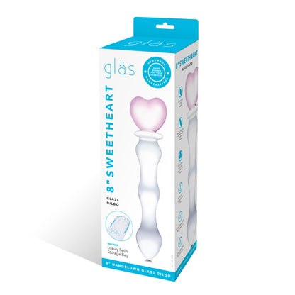 Electric Novelties Sweetheart Glass Dildo – 8 Inch, Pink/Clear, Heart-Shaped Handle