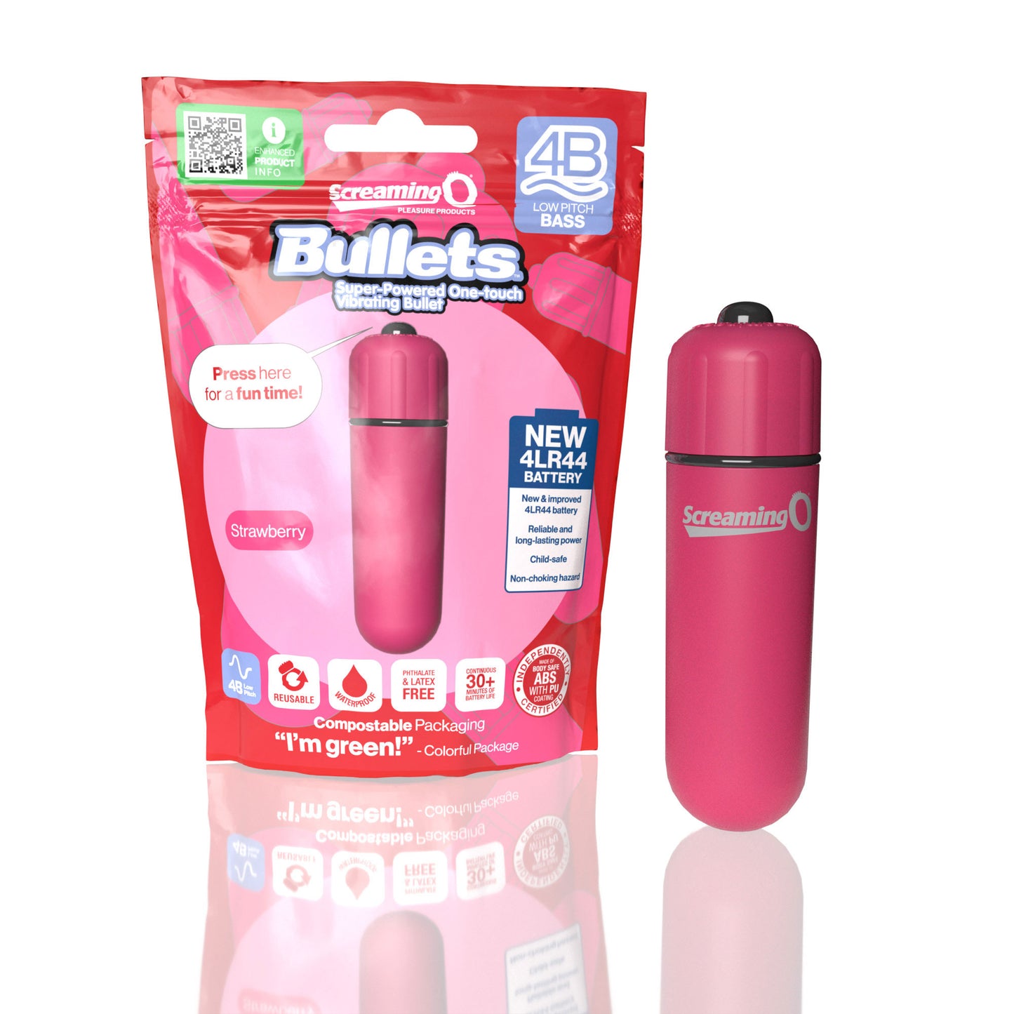 Screaming O 4B Bullet - Super Powered One Touch Vibrating Bullet - Pink