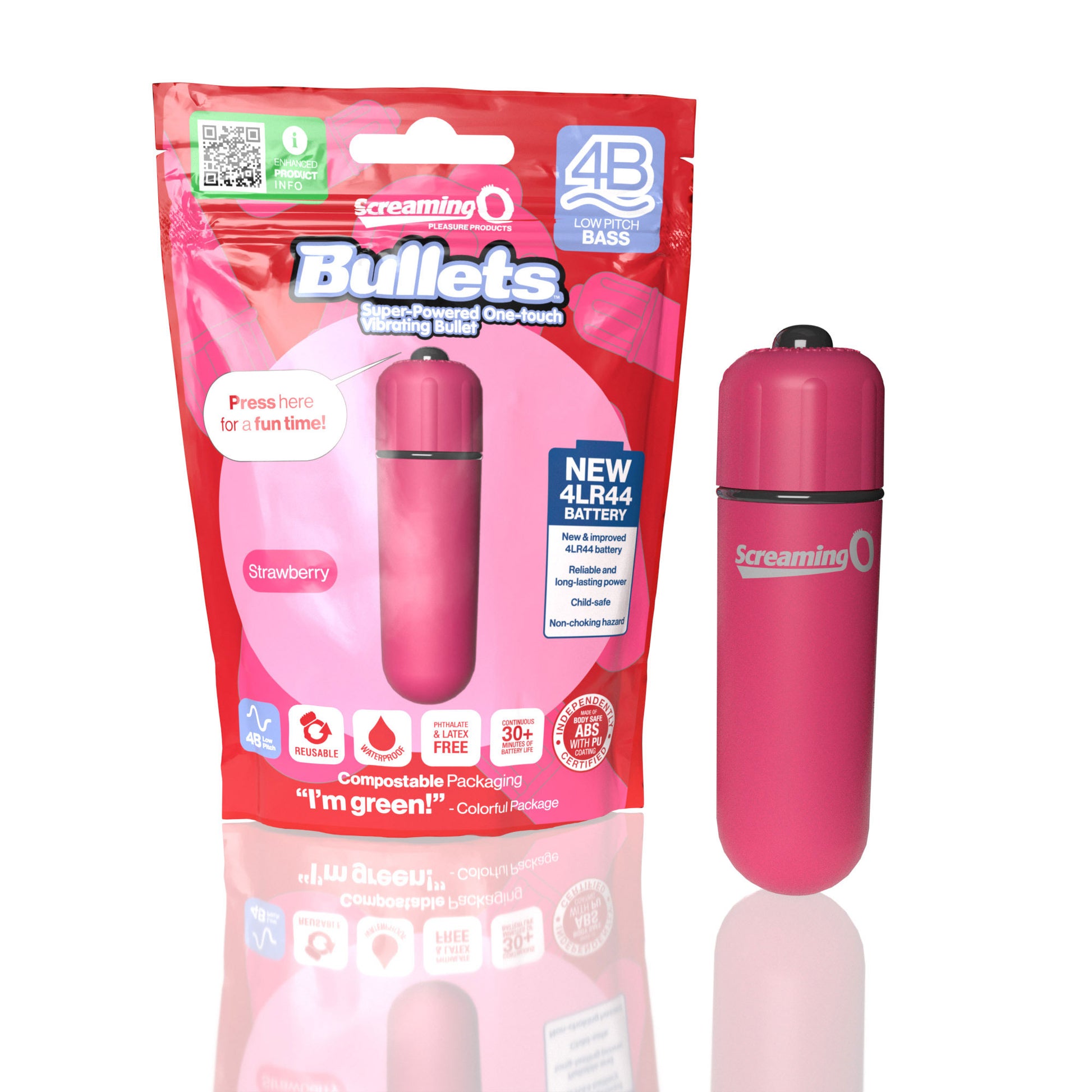 Screaming O 4B Bullet - Super Powered One Touch Vibrating Bullet - Pink