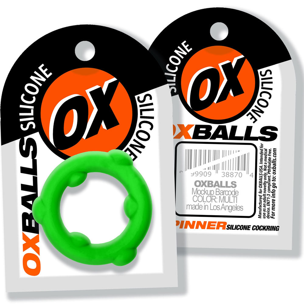 Oxballs Spinner Single Silicone Ring - Green - Mega-Stretch Cockring