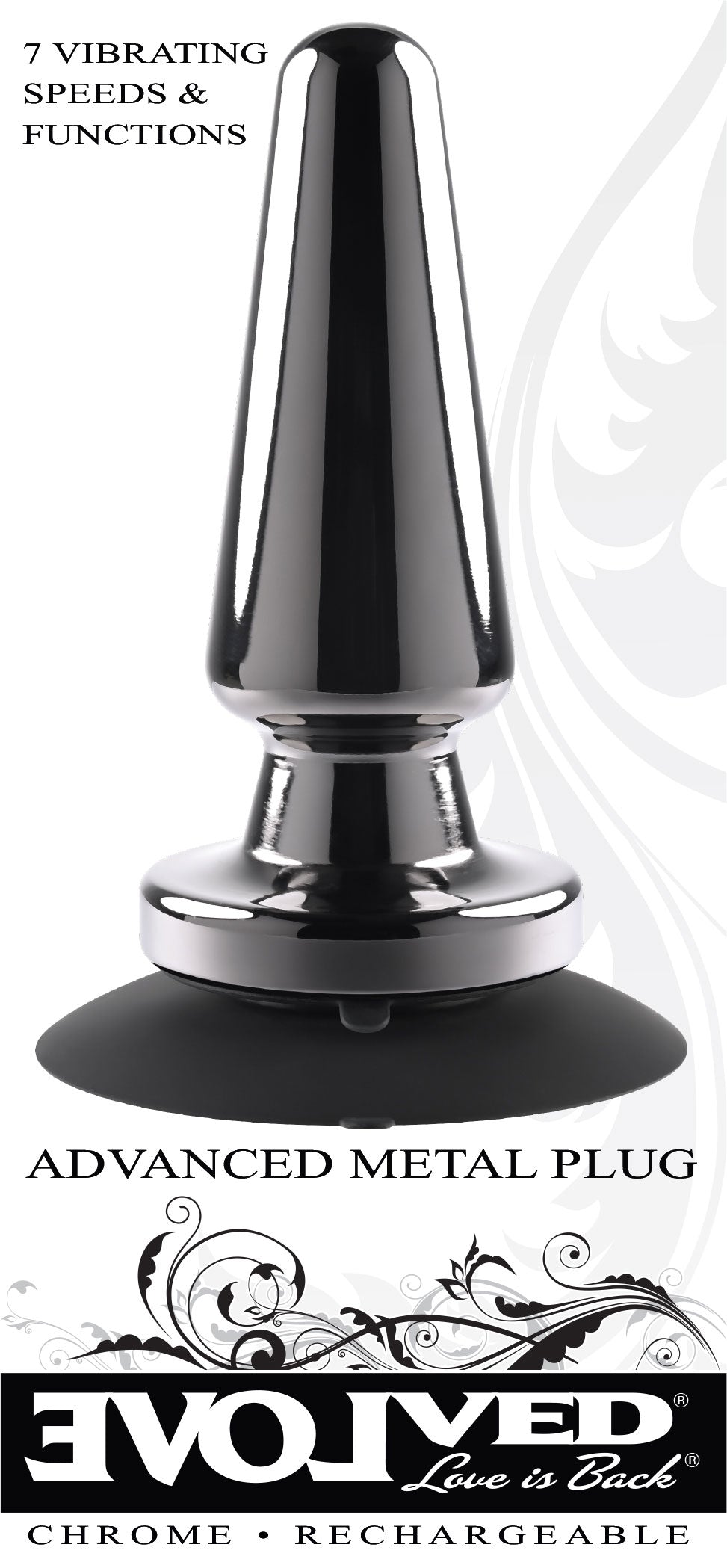 Evolved Novelties Advanced Metal Plug – Vibrating Plug with Suction Cup – Black Chrome