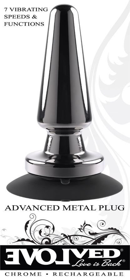 Evolved Novelties Advanced Metal Plug – Vibrating Plug with Suction Cup – Black Chrome