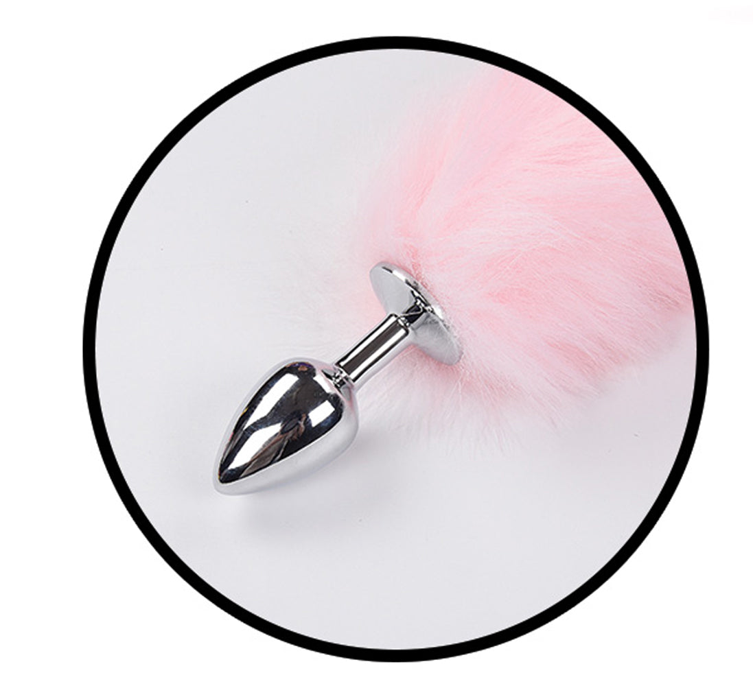 Hott Products Light Up Faux Fur Butt Plug – Pink – Multi-Function
