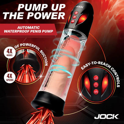 Curve Toys Power Up Automatic Waterproof Penis Pump - Clear - 4 Adjustable Speed Modes