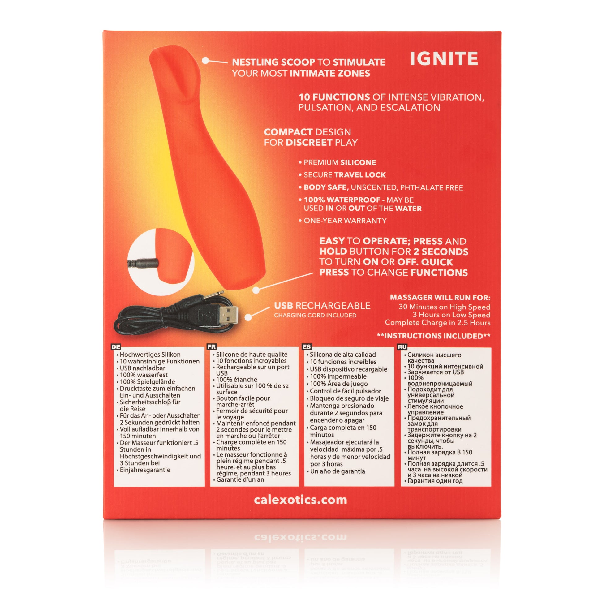 CalExotics Red Hot Ignite Multi-Function Rechargeable Massager - Red