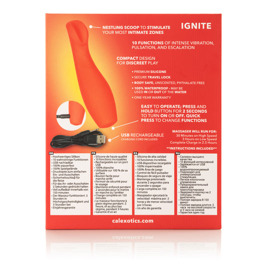 CalExotics Red Hot Ignite Multi-Function Rechargeable Massager - Red