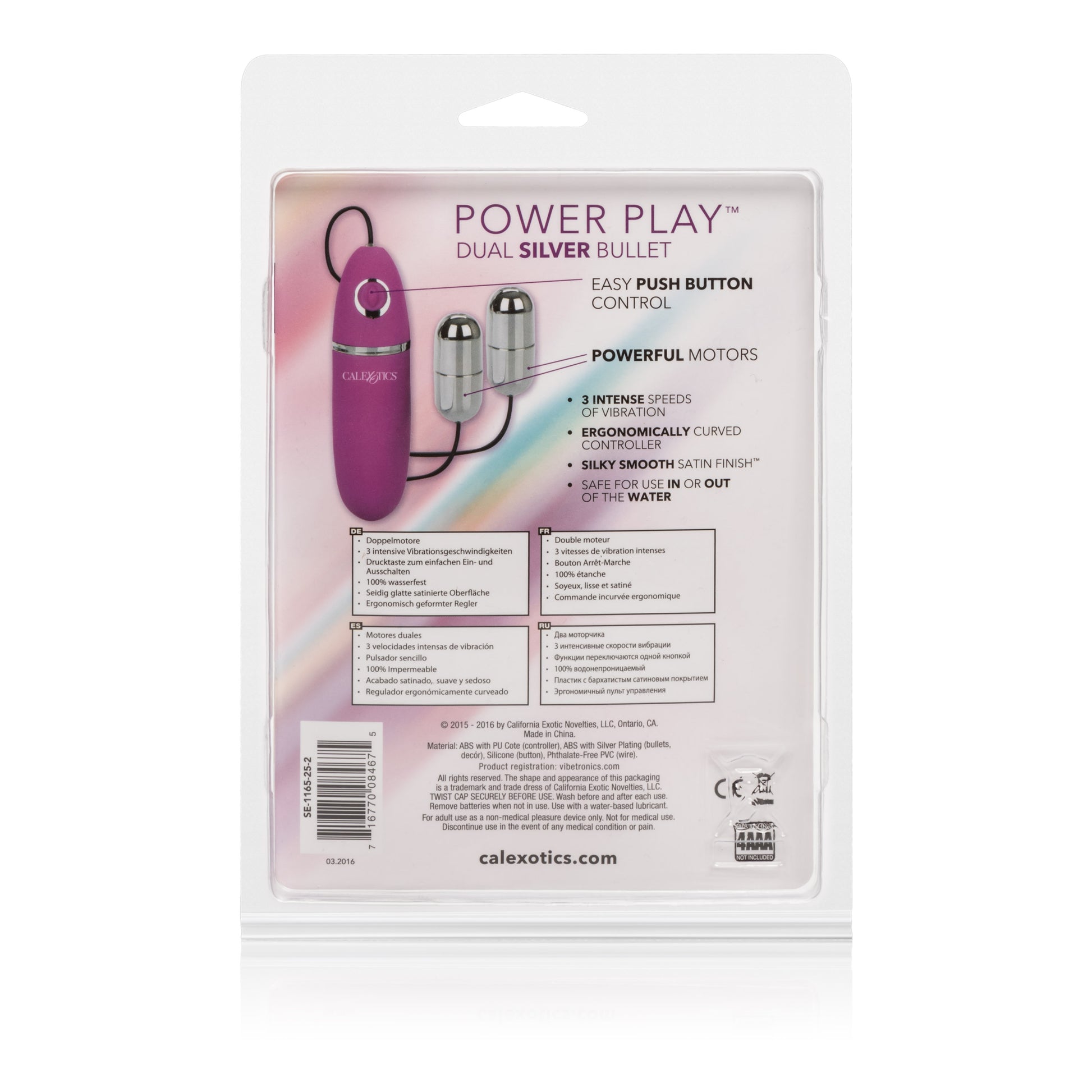 CalExotics Power Play Dual Silver Bullet – Multi-Speed Vibrating Bullets – Purple
