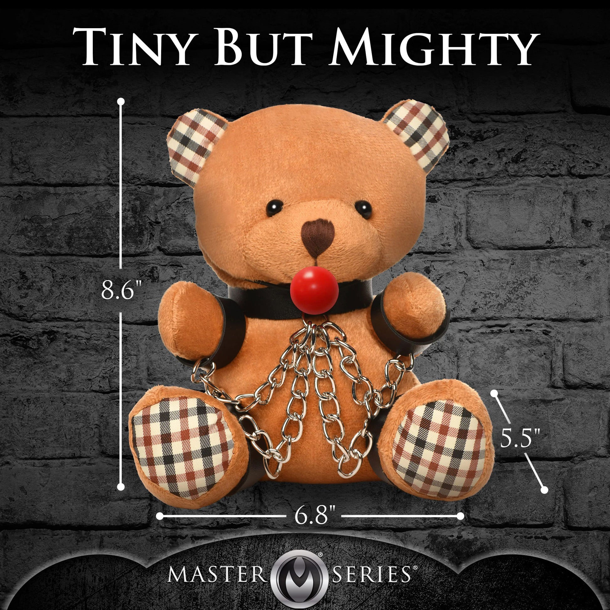 Gagged Teddy Bear Plush - Cuddle Toy with Restraints - 8.6" Length