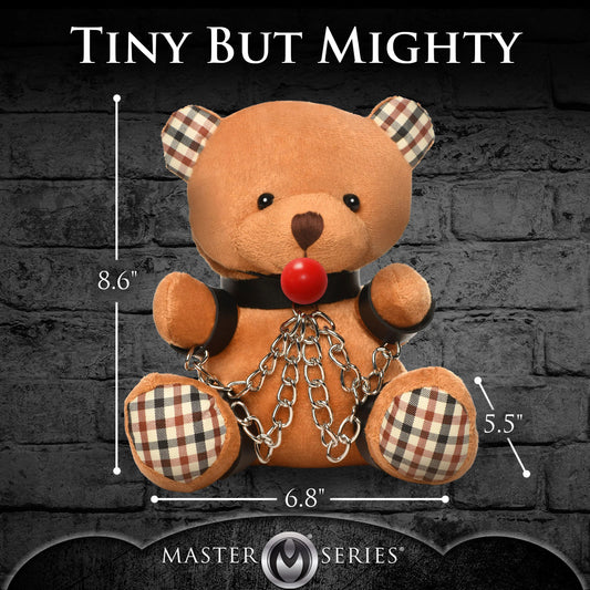 Gagged Teddy Bear Plush - Cuddle Toy with Restraints - 8.6" Length
