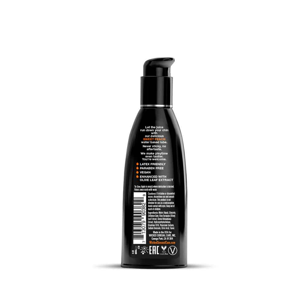 Wicked Aqua Sweet Peach Flavored Water Based Intimate Lubricant - 2 Fl. Oz.