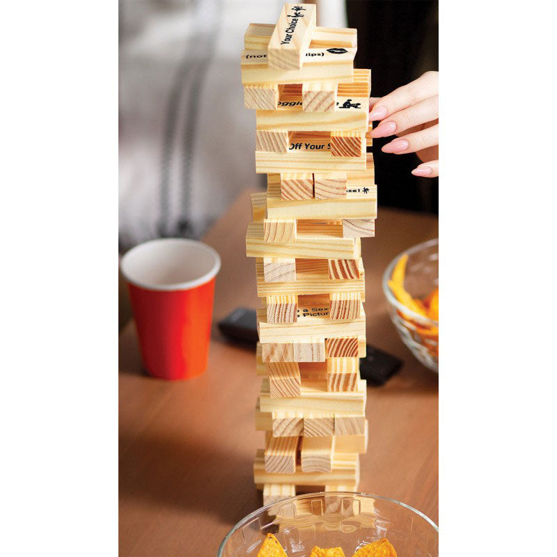 Hott Products Tower Tease Naughty Stacking Game - 48 Dares - Beige